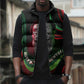 Huey P. Newton Sleeveless Puffer Jacket Swirl Design Black Panther Party Symbol Revolutionary Tribute - African Pride