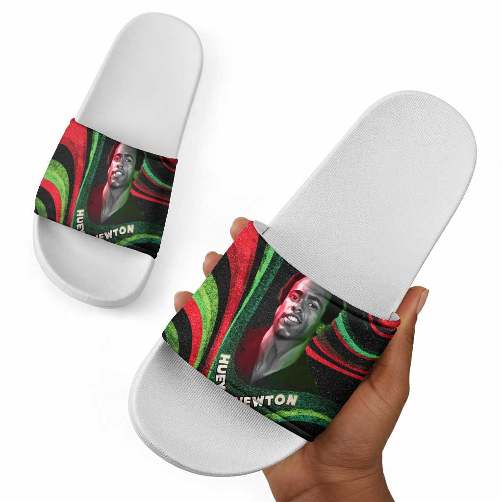 Huey P. Newton Slide Sandals Swirl Design Black Panther Party Symbol Revolutionary Tribute - African Pride
