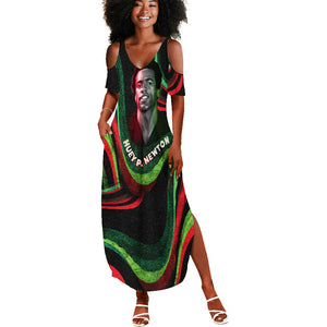 Huey P. Newton Summer Maxi Dress Swirl Design Black Panther Party Symbol Revolutionary Tribute TS04