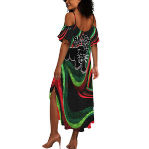 Huey P. Newton Summer Maxi Dress Swirl Design Black Panther Party Symbol Revolutionary Tribute TS04