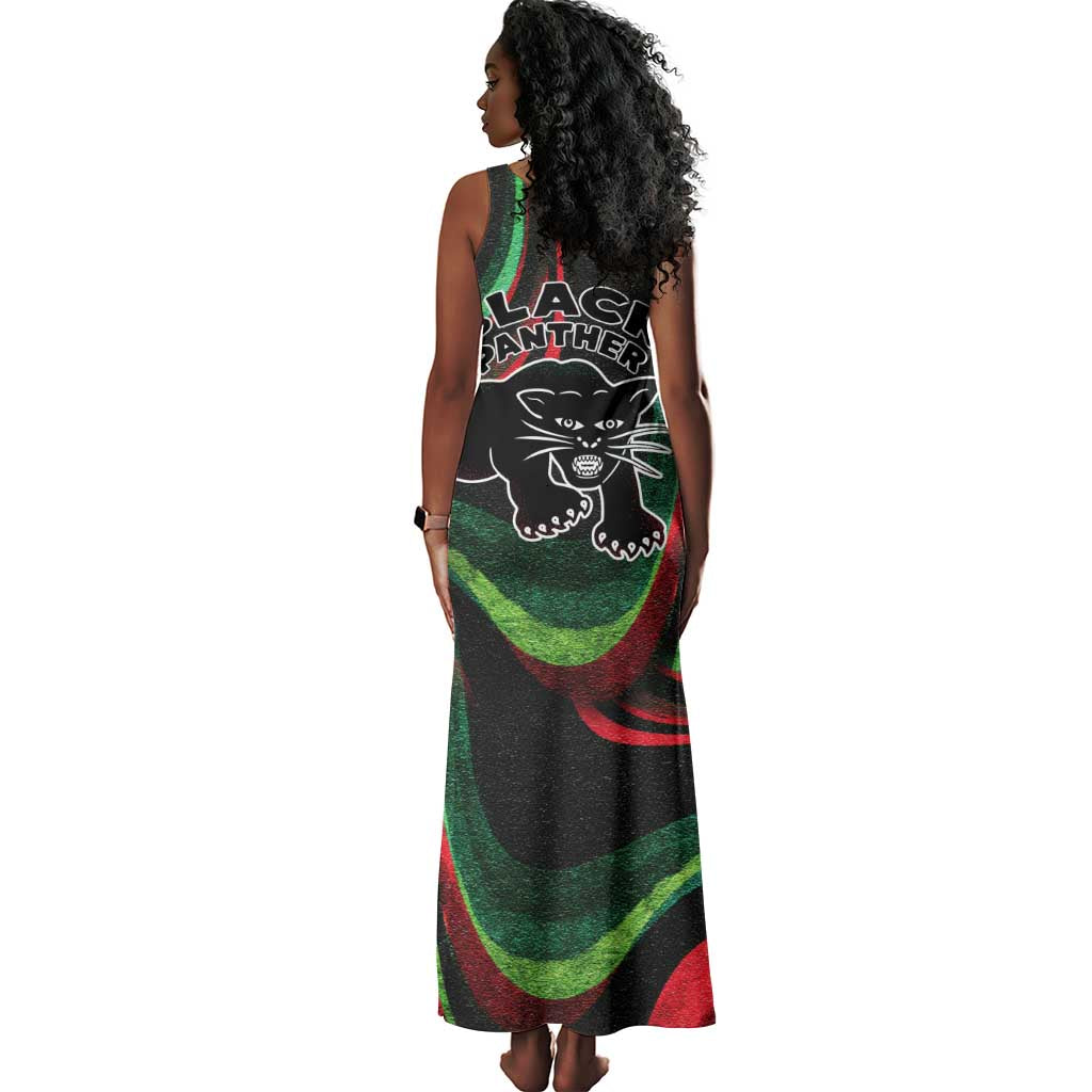 Huey P. Newton Tank Maxi Dress Swirl Design Black Panther Party Symbol Revolutionary Tribute - African Pride