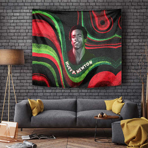 Huey P. Newton Tapestry Swirl Design Black Panther Party Symbol Revolutionary Tribute - African Pride