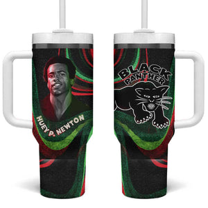 Huey P. Newton Tumbler With Handle Swirl Design Black Panther Party Symbol Revolutionary Tribute - African Pride