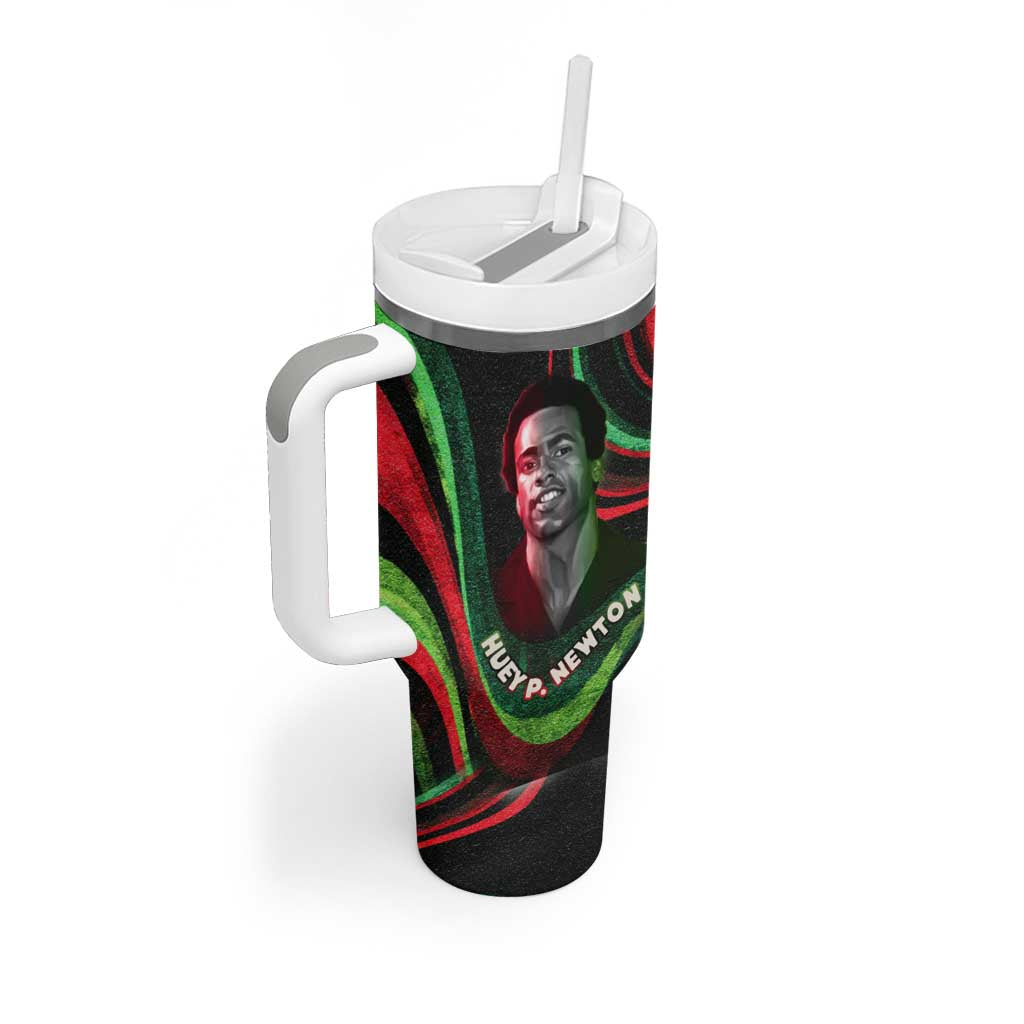 Huey P. Newton Tumbler With Handle Swirl Design Black Panther Party Symbol Revolutionary Tribute - African Pride