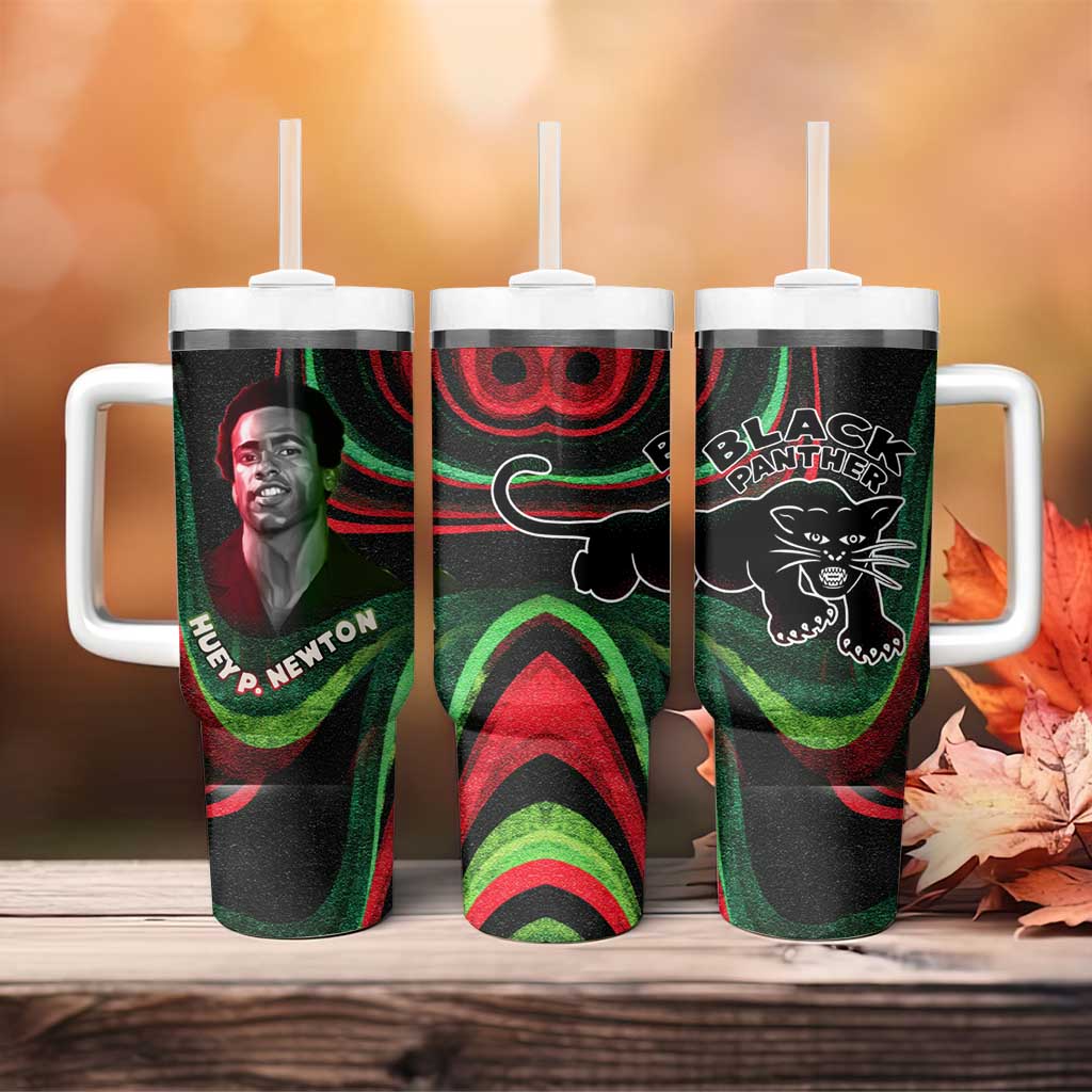 Huey P. Newton Tumbler With Handle Swirl Design Black Panther Party Symbol Revolutionary Tribute - African Pride