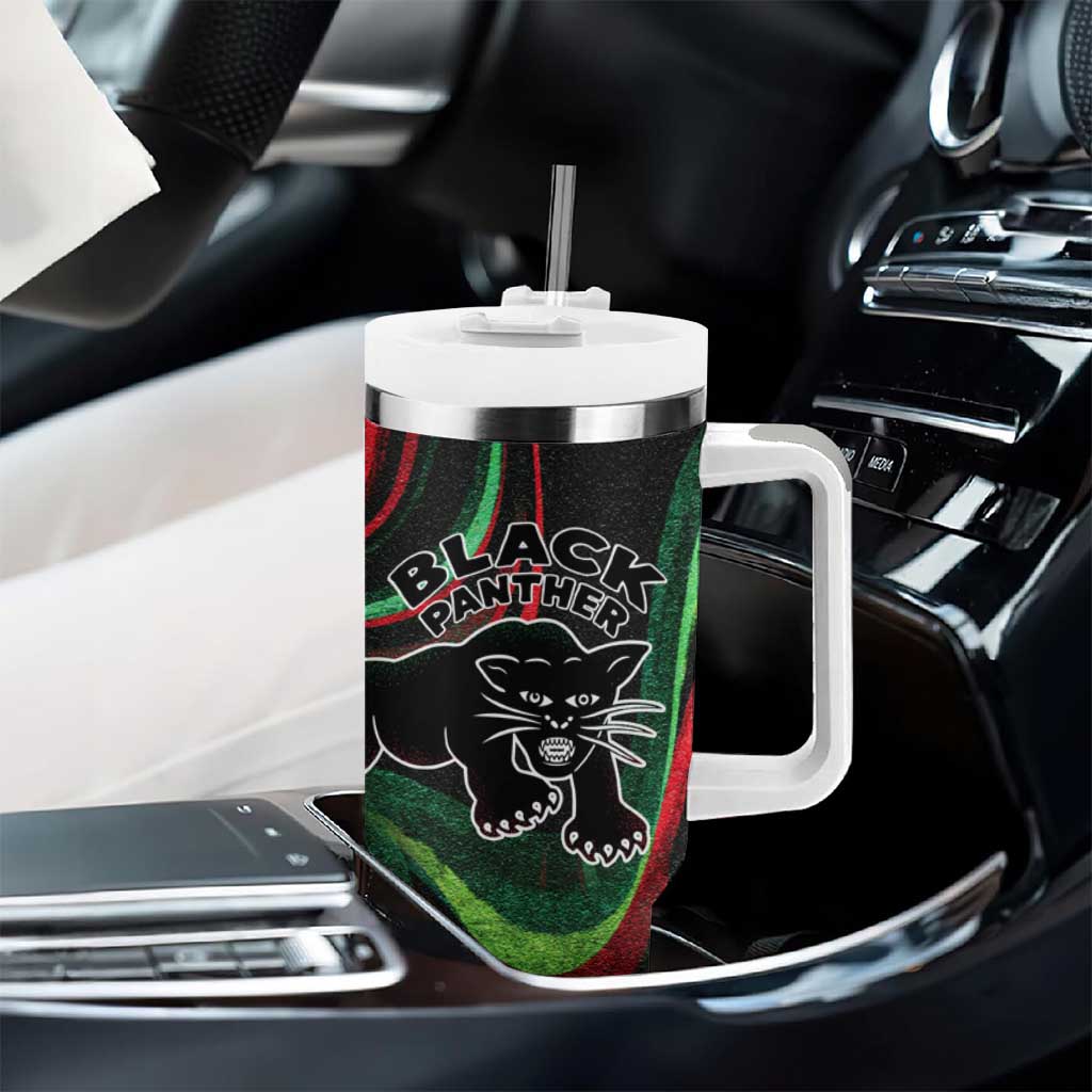 Huey P. Newton Tumbler With Handle Swirl Design Black Panther Party Symbol Revolutionary Tribute - African Pride