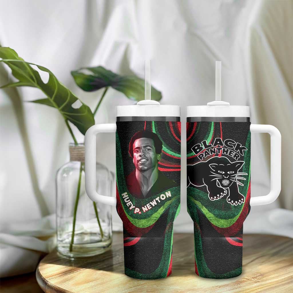 Huey P. Newton Tumbler With Handle Swirl Design Black Panther Party Symbol Revolutionary Tribute - African Pride