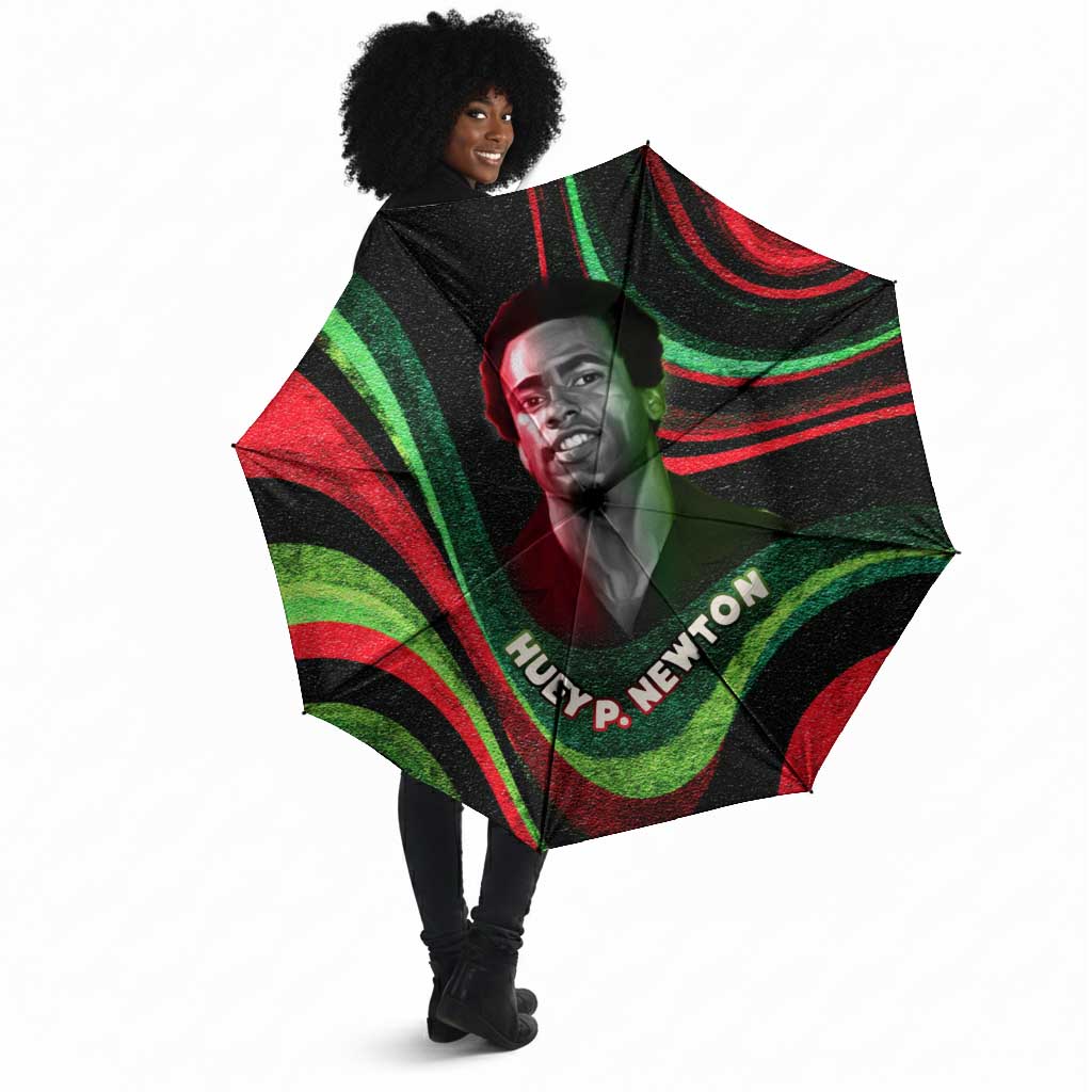 Huey P. Newton Umbrella Swirl Design Black Panther Party Symbol Revolutionary Tribute - African Pride