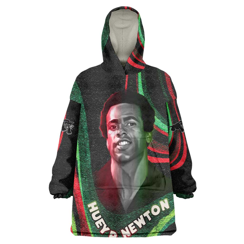 Huey P. Newton Wearable Blanket Hoodie Swirl Design Black Panther Party Symbol Revolutionary Tribute - African Pride