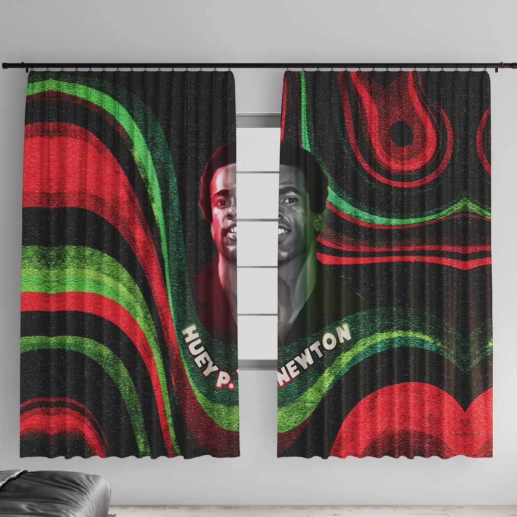 Huey P. Newton Window Curtain Swirl Design Black Panther Party Symbol Revolutionary Tribute - African Pride