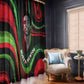 Huey P. Newton Window Curtain Swirl Design Black Panther Party Symbol Revolutionary Tribute - African Pride