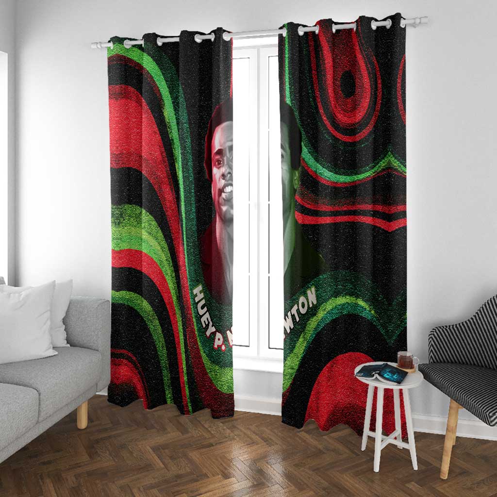 Huey P. Newton Window Curtain Swirl Design Black Panther Party Symbol Revolutionary Tribute - African Pride
