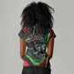 Huey P. Newton Women V-Neck T-Shirt Swirl Design Black Panther Party Symbol Revolutionary Tribute TS04