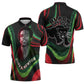 Huey P. Newton Zipper Polo Shirt Swirl Design Black Panther Party Symbol Revolutionary Tribute - African Pride