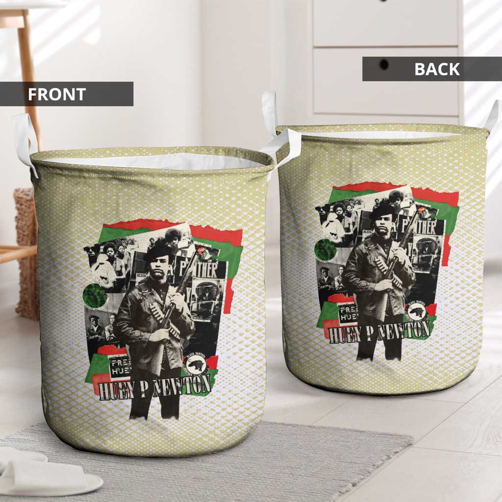 Huey P. Newton Laundry Basket Black Panther Collage Design Civil Rights Movement Theme Revolutionary Tribute - African Pride