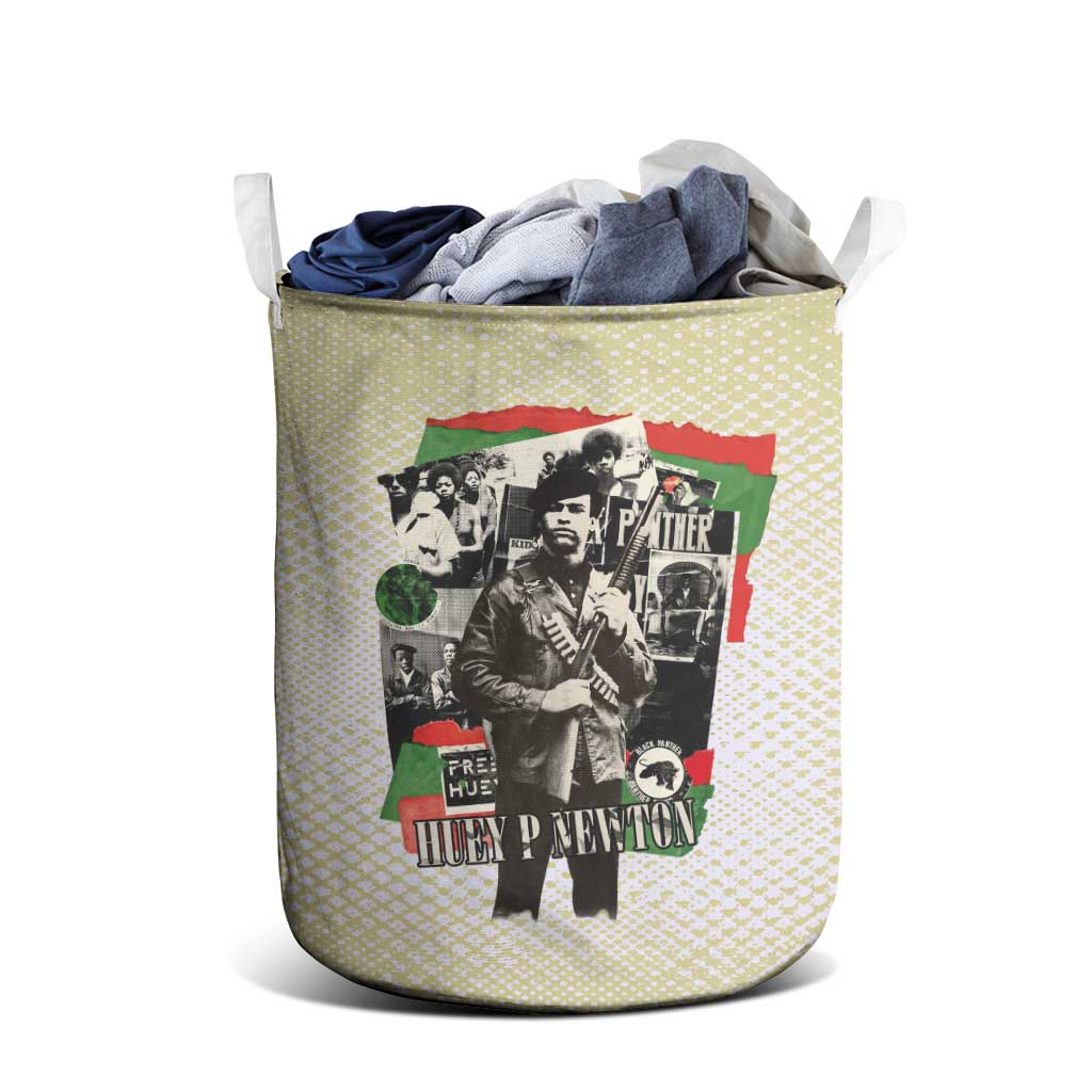 Huey P. Newton Laundry Basket Black Panther Collage Design Civil Rights Movement Theme Revolutionary Tribute - African Pride