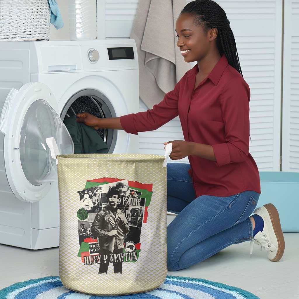 Huey P. Newton Laundry Basket Black Panther Collage Design Civil Rights Movement Theme Revolutionary Tribute - African Pride