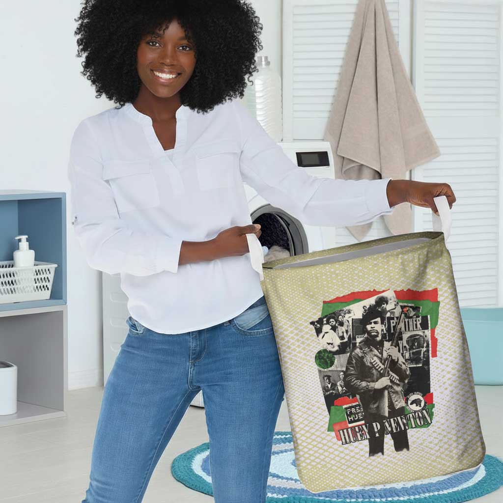 Huey P. Newton Laundry Basket Black Panther Collage Design Civil Rights Movement Theme Revolutionary Tribute - African Pride