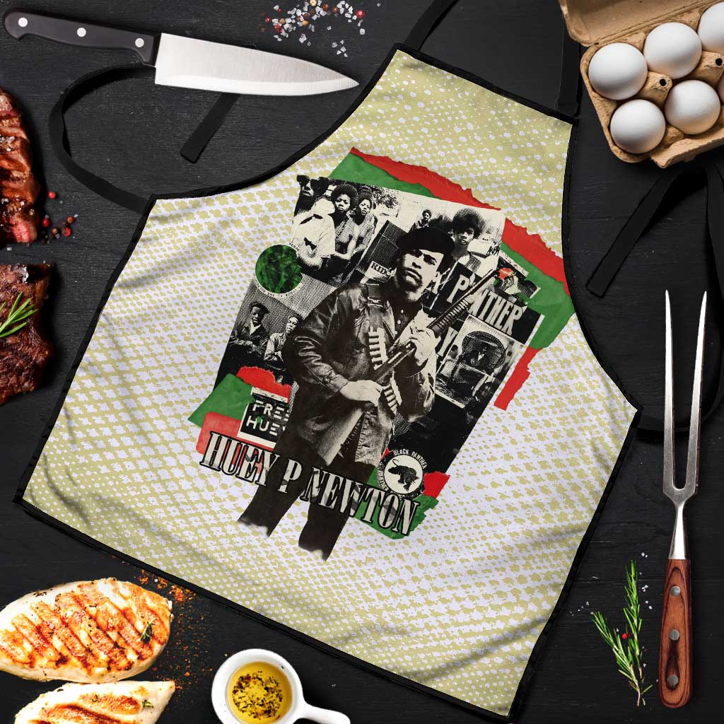 Huey P. Newton Apron Black Panther Collage Design Civil Rights Movement Theme Revolutionary Tribute - African Pride