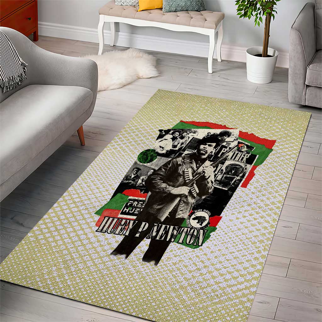 Huey P. Newton Area Rug Black Panther Collage Design Civil Rights Movement Theme Revolutionary Tribute - African Pride