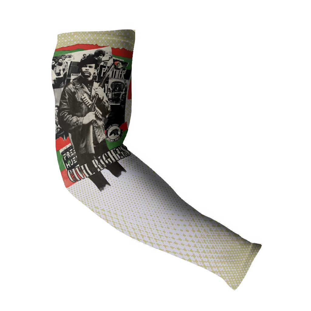 Huey P. Newton Arm Sleeves Black Panther Collage Design Civil Rights Movement Theme Revolutionary Tribute - African Pride