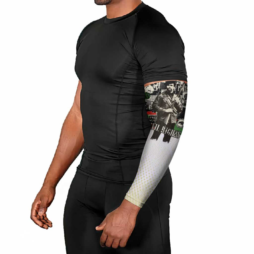 Huey P. Newton Arm Sleeves Black Panther Collage Design Civil Rights Movement Theme Revolutionary Tribute - African Pride