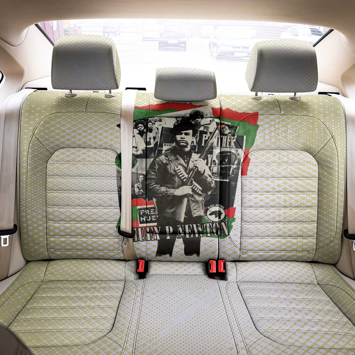 Huey P. Newton Back Car Seat Cover Black Panther Collage Design Civil Rights Movement Theme Revolutionary Tribute - African Pride