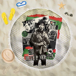 Huey P. Newton Beach Blanket Black Panther Collage Design Civil Rights Movement Theme Revolutionary Tribute - African Pride