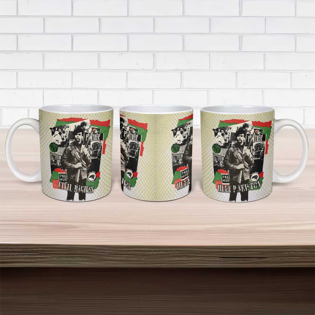 Huey P. Newton Ceramic Mug Black Panther Collage Design Civil Rights Movement Theme Revolutionary Tribute - African Pride