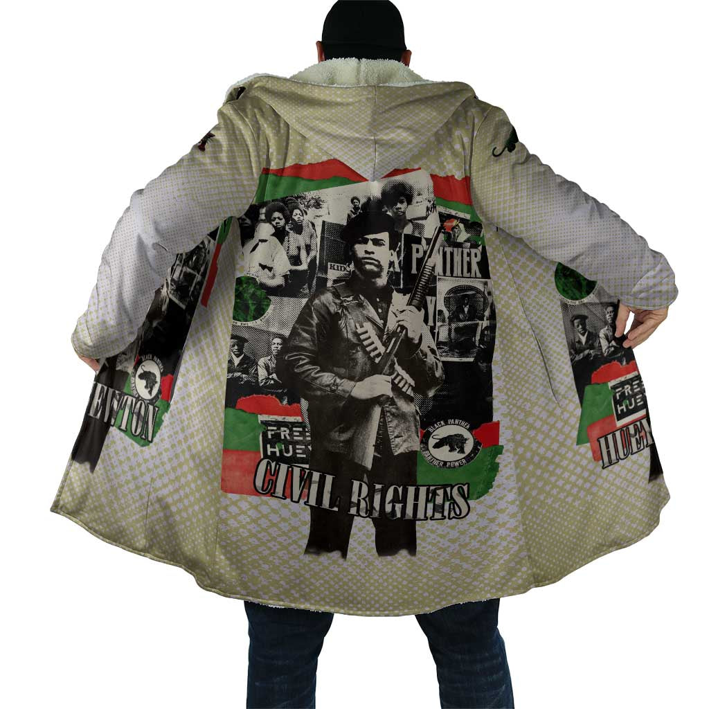Huey P. Newton Cloak Black Panther Collage Design Civil Rights Movement Theme Revolutionary Tribute - African Pride