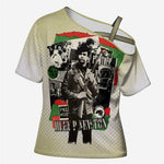 Huey P. Newton Cross Shoulder Shirt Black Panther Collage Design Civil Rights Movement Theme Revolutionary Tribute - African Pride