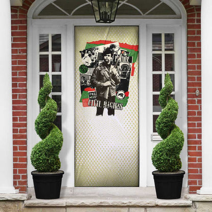 Huey P. Newton Door Cover Black Panther Collage Design Civil Rights Movement Theme Revolutionary Tribute - African Pride