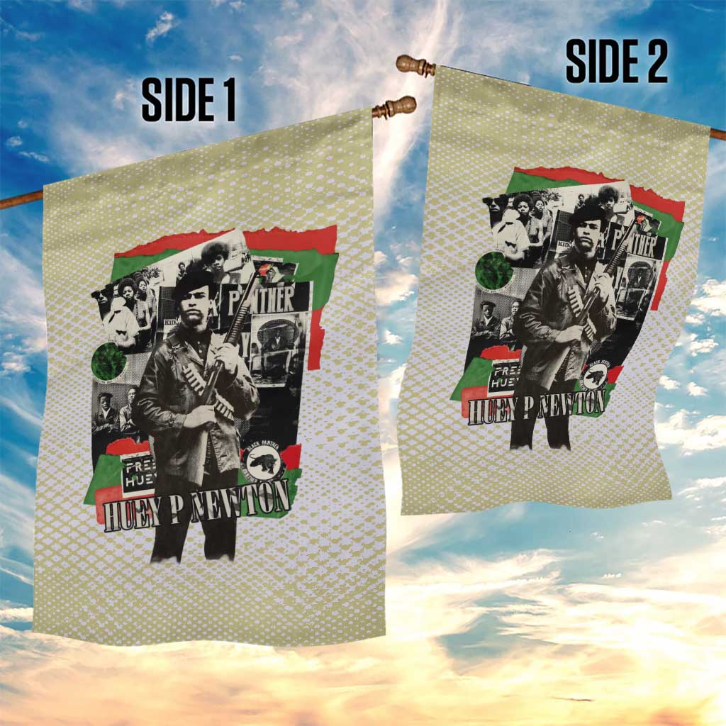 Huey P. Newton Garden Flag Black Panther Collage Design Civil Rights Movement Theme Revolutionary Tribute - African Pride