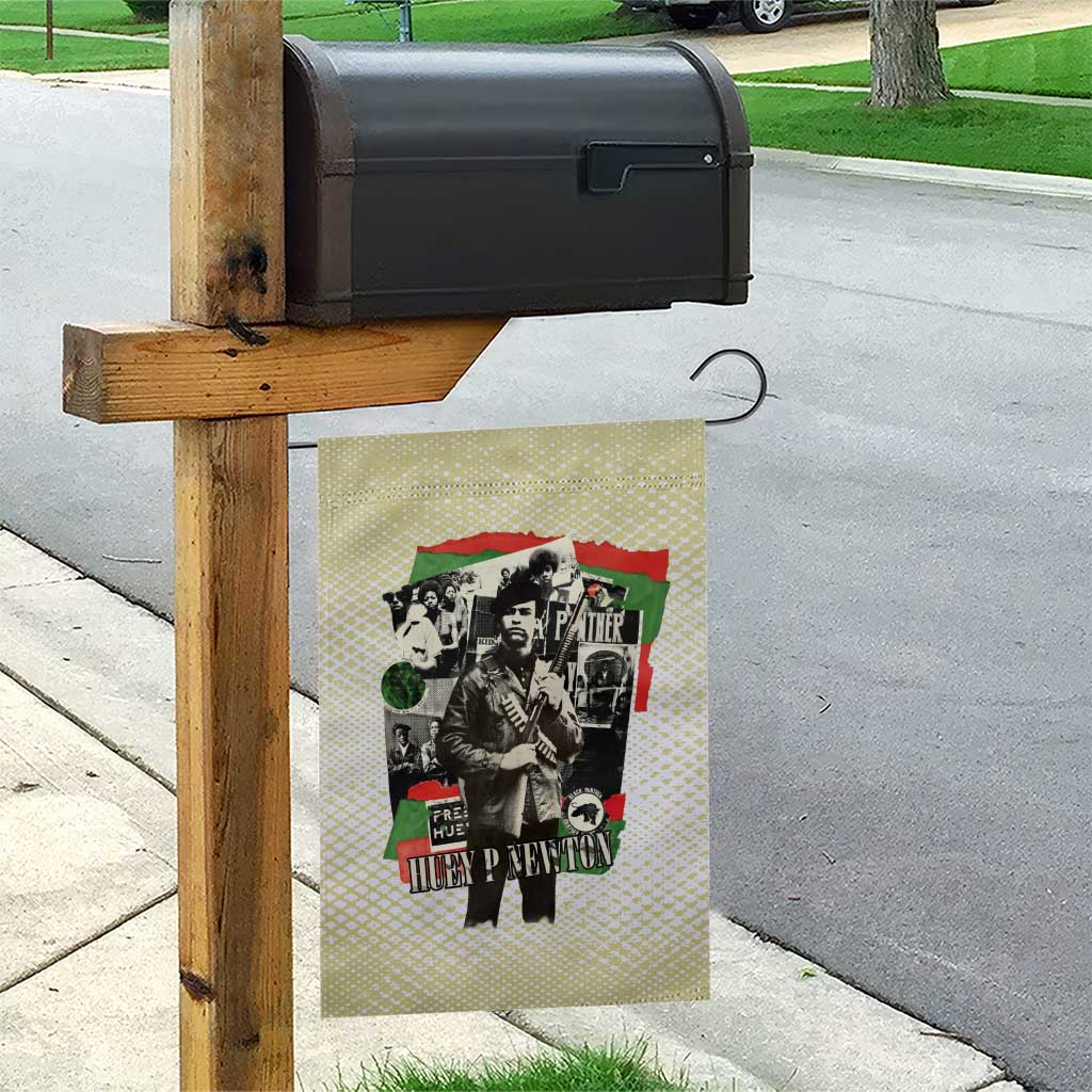 Huey P. Newton Garden Flag Black Panther Collage Design Civil Rights Movement Theme Revolutionary Tribute - African Pride