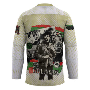 Huey P. Newton Hockey Jersey Black Panther Collage Design Civil Rights Movement Theme Revolutionary Tribute - African Pride