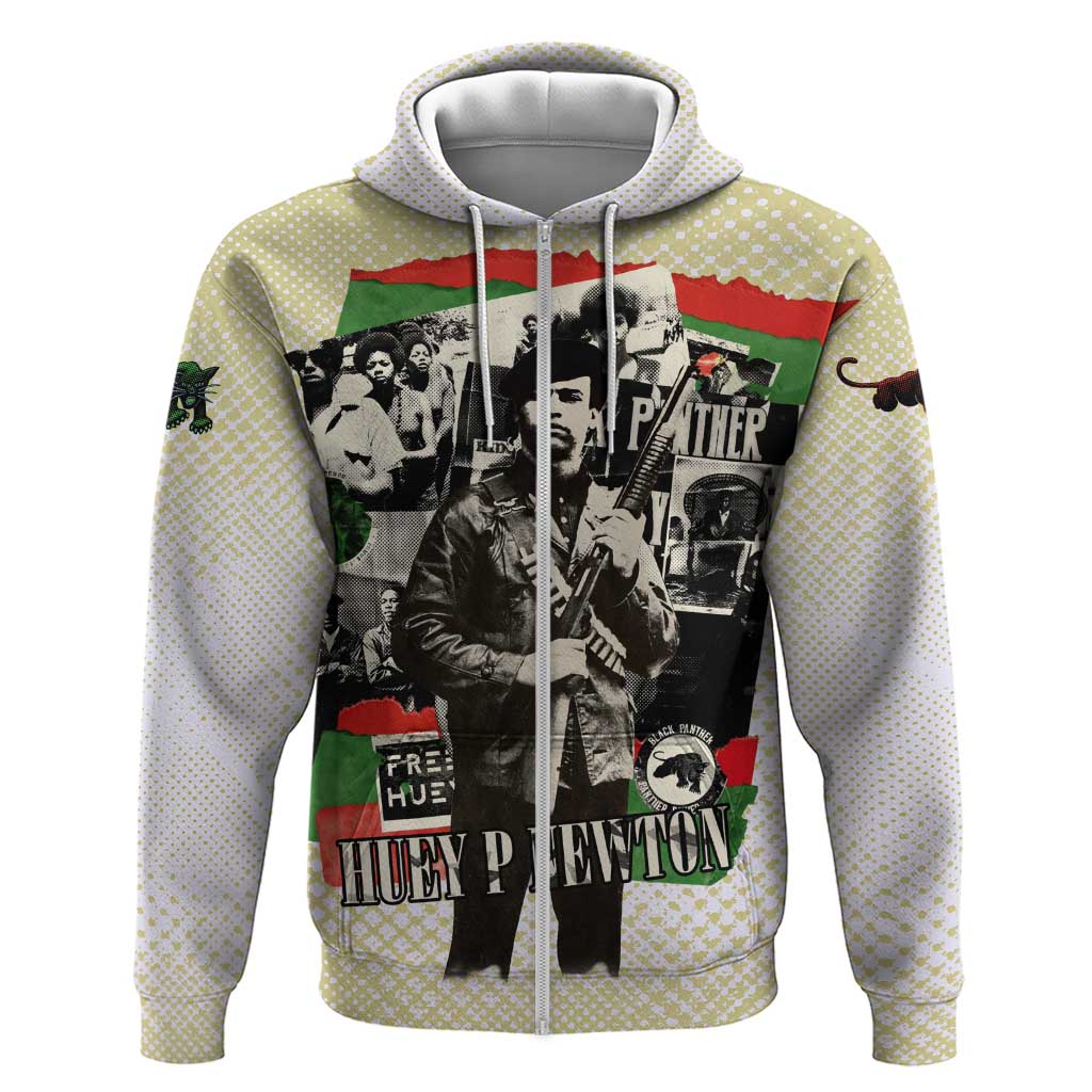 Huey P. Newton Hoodie Black Panther Collage Design Civil Rights Movement Theme Revolutionary Tribute - African Pride