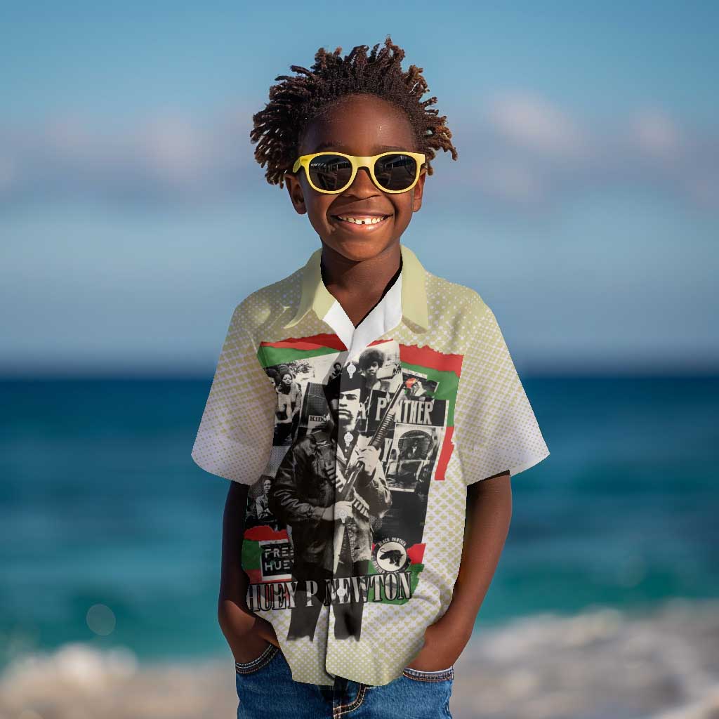 Huey P. Newton Kid Hawaiian Shirt Black Panther Collage Design Civil Rights Movement Theme Revolutionary Tribute TS04