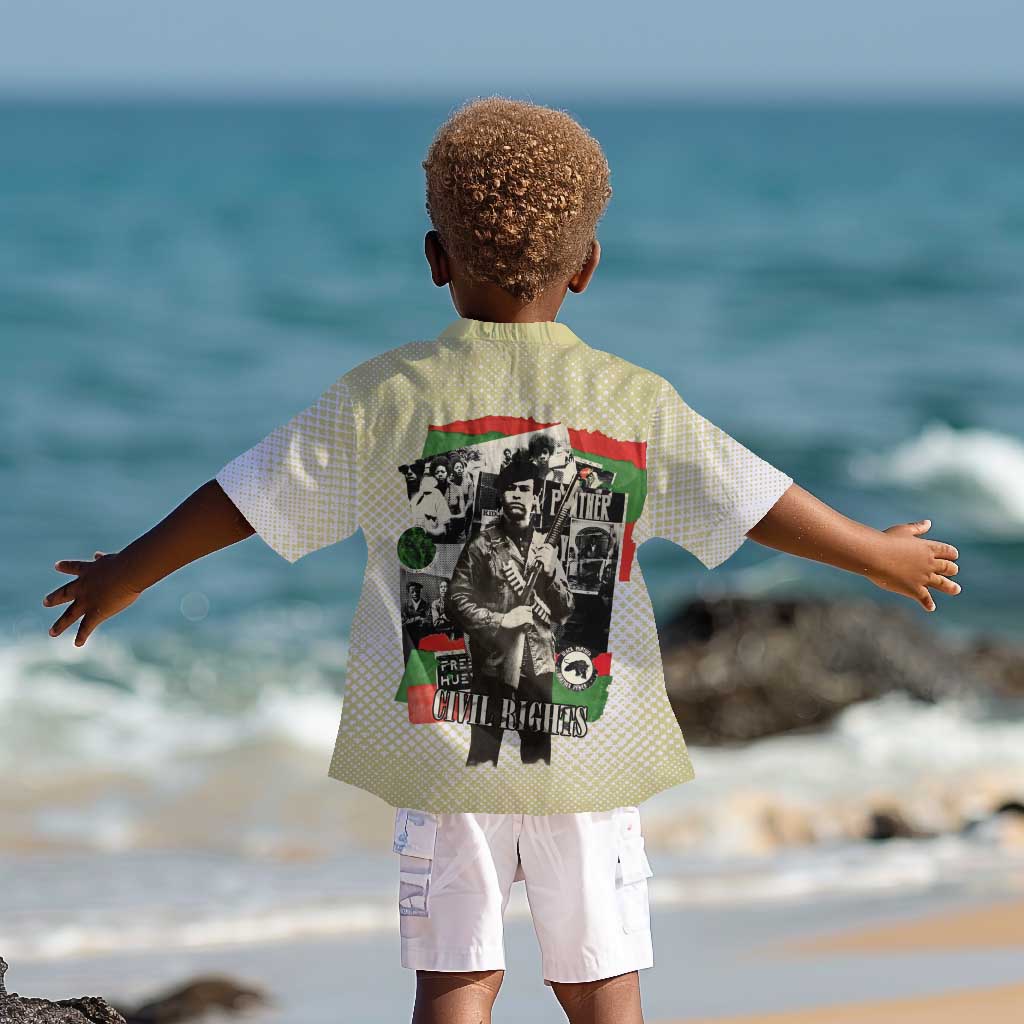 Huey P. Newton Kid Hawaiian Shirt Black Panther Collage Design Civil Rights Movement Theme Revolutionary Tribute TS04