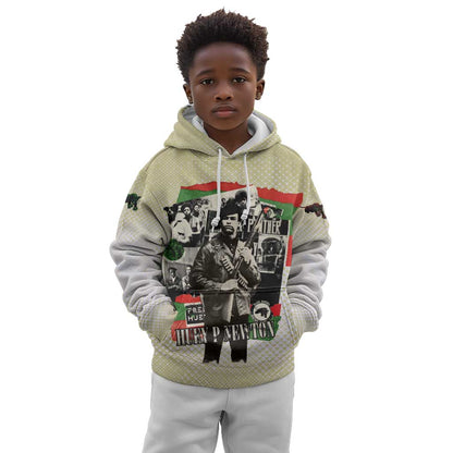 Huey P. Newton Kid Hoodie Black Panther Collage Design Civil Rights Movement Theme Revolutionary Tribute - African Pride