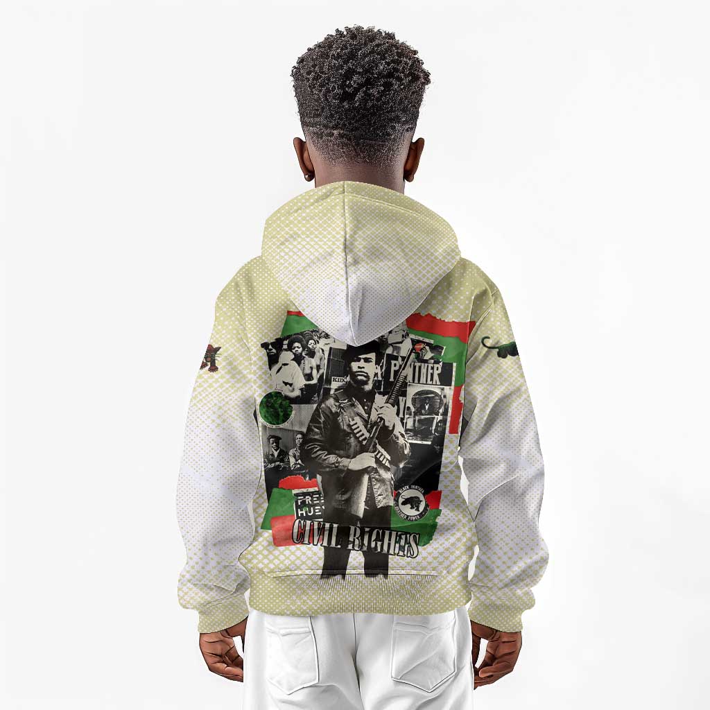 Huey P. Newton Kid Hoodie Black Panther Collage Design Civil Rights Movement Theme Revolutionary Tribute - African Pride