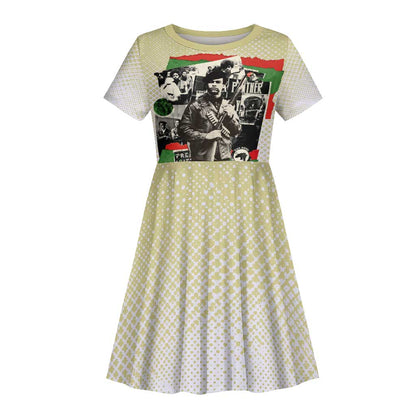 Huey P. Newton Kid Short Sleeve Dress Black Panther Collage Design Civil Rights Movement Theme Revolutionary Tribute TS04