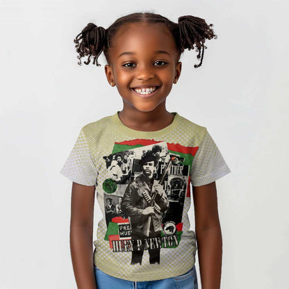 Huey P. Newton Kid T shirt Black Panther Collage Design Civil Rights Movement Theme Revolutionary Tribute TS04
