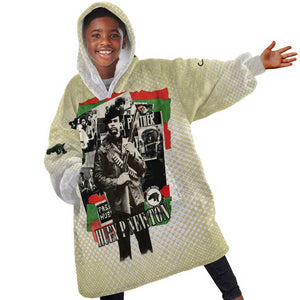 Huey P. Newton Kid Wearable Blanket Hoodie Black Panther Collage Design Civil Rights Movement Theme Revolutionary Tribute - African Pride