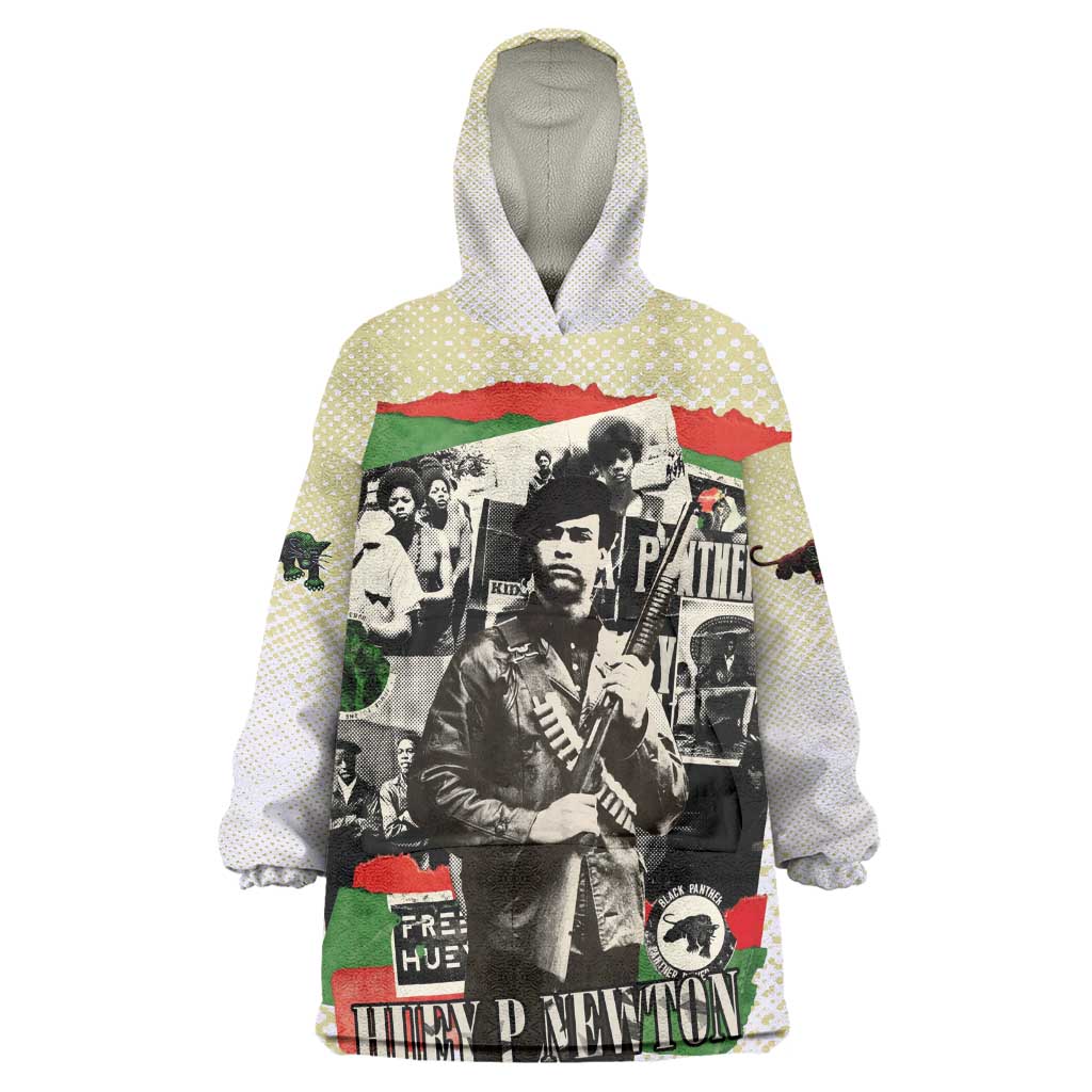 Huey P. Newton Kid Wearable Blanket Hoodie Black Panther Collage Design Civil Rights Movement Theme Revolutionary Tribute - African Pride