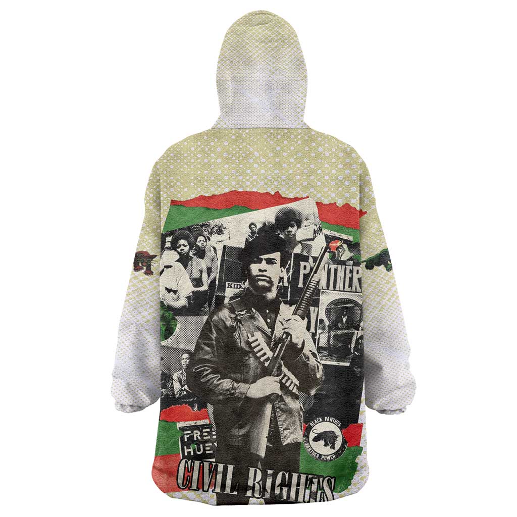 Huey P. Newton Kid Wearable Blanket Hoodie Black Panther Collage Design Civil Rights Movement Theme Revolutionary Tribute - African Pride