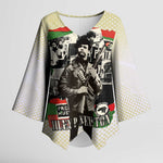 Huey P. Newton Kimono Sleeve Blouse Black Panther Collage Design Civil Rights Movement Theme Revolutionary Tribute - African Pride