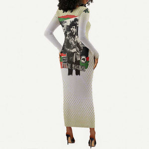 Huey P. Newton Long Sleeve Bodycon Dress Black Panther Collage Design Civil Rights Movement Theme Revolutionary Tribute - African Pride