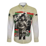 Huey P. Newton Long Sleeve Button Shirt Black Panther Collage Design Civil Rights Movement Theme Revolutionary Tribute - African Pride