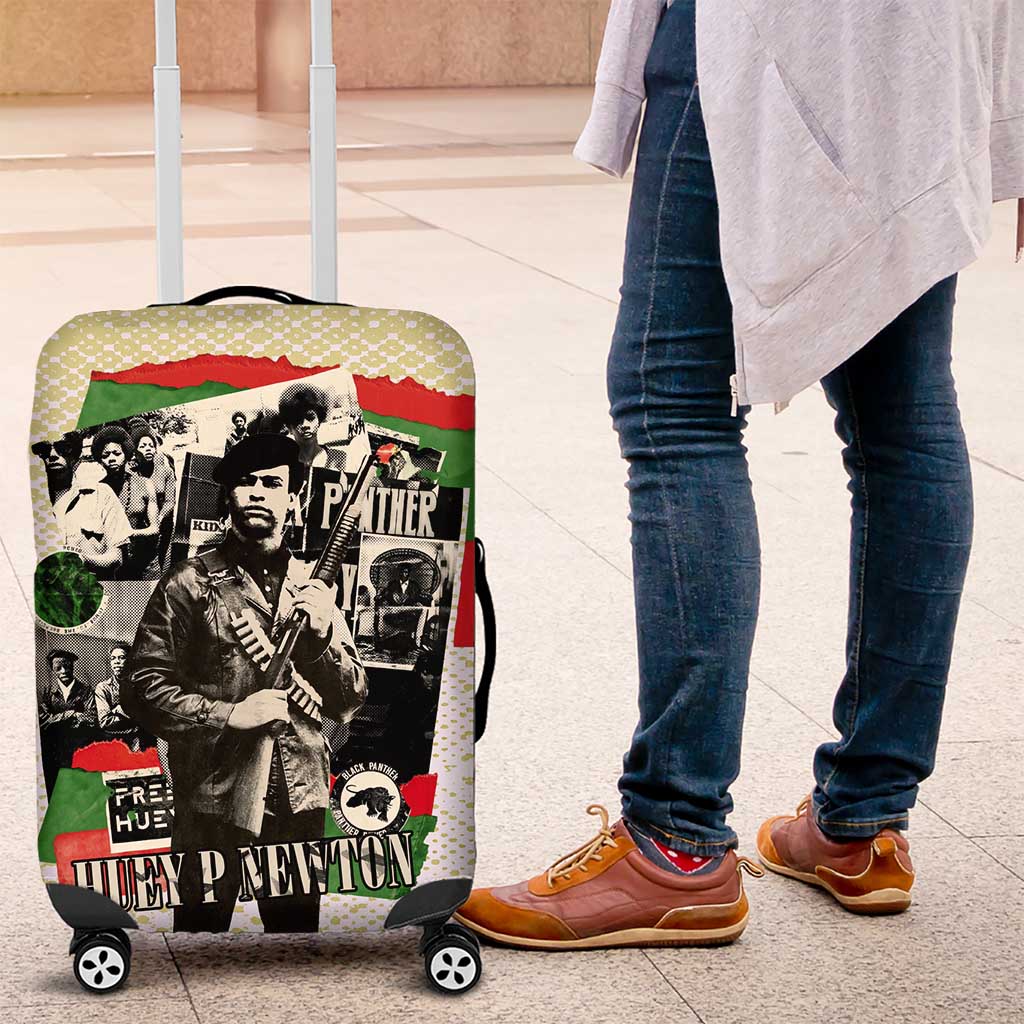 Huey P. Newton Luggage Cover Black Panther Collage Design Civil Rights Movement Theme Revolutionary Tribute - African Pride