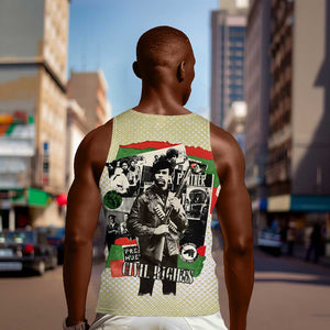 Huey P. Newton Men Tank Top Black Panther Collage Design Civil Rights Movement Theme Revolutionary Tribute - African Pride